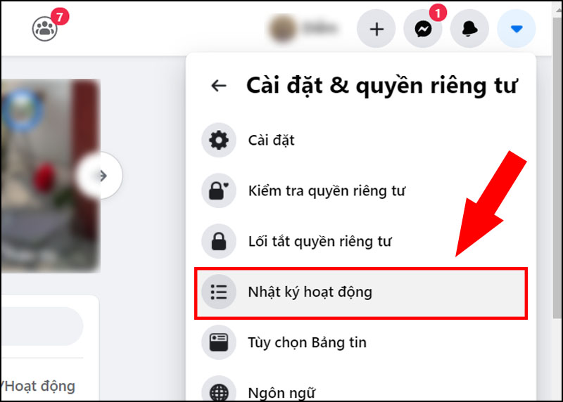 Chọn Nhật ký hoạt động